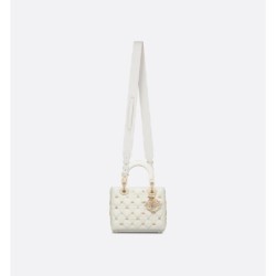 Sac Lady Dior My ABCDior Small libellules dorés blanc