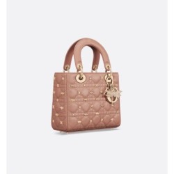 Sac Lady Dior My ABCDior Small libellules dorés pink