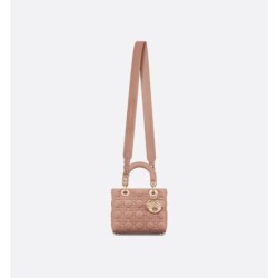 Sac Lady Dior My ABCDior Small libellules dorés pink