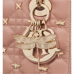 Sac Lady Dior My ABCDior Small libellules dorés pink