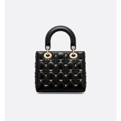 Sac Lady Dior My ABCDior Small libellules dorés noir