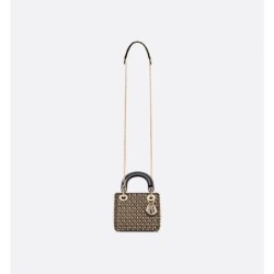 Sac Lady Dior Mini fils métallisés dorés