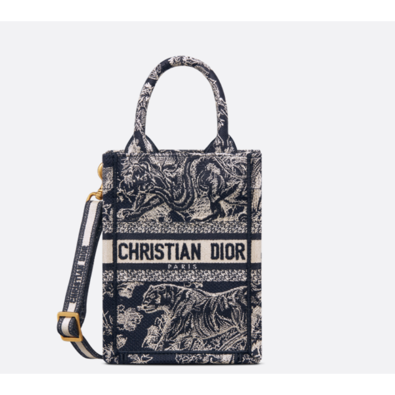 Sac vertical Dior Book Tote Mini Reverse bleu