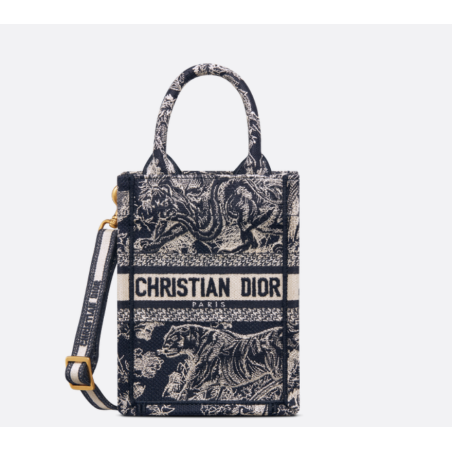 Sac vertical Dior Book Tote Mini Reverse bleu