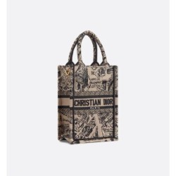 Sac vertical Dior Book Tote Mini beige et noir
