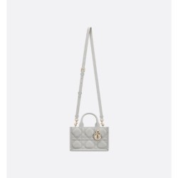 Sac Dior Book Tote Mini Macrocannage gris Cloud