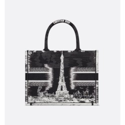 Sac Dior Book Tote Medium Paris noire et blanche