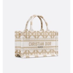 Sac Dior Book Tote Mini blanche et dorée