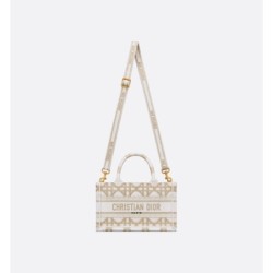 Sac Dior Book Tote Mini blanche et dorée