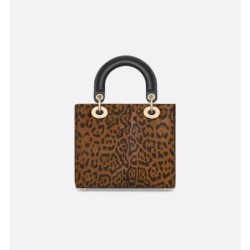 Sac Lady Dior Small léopard marron